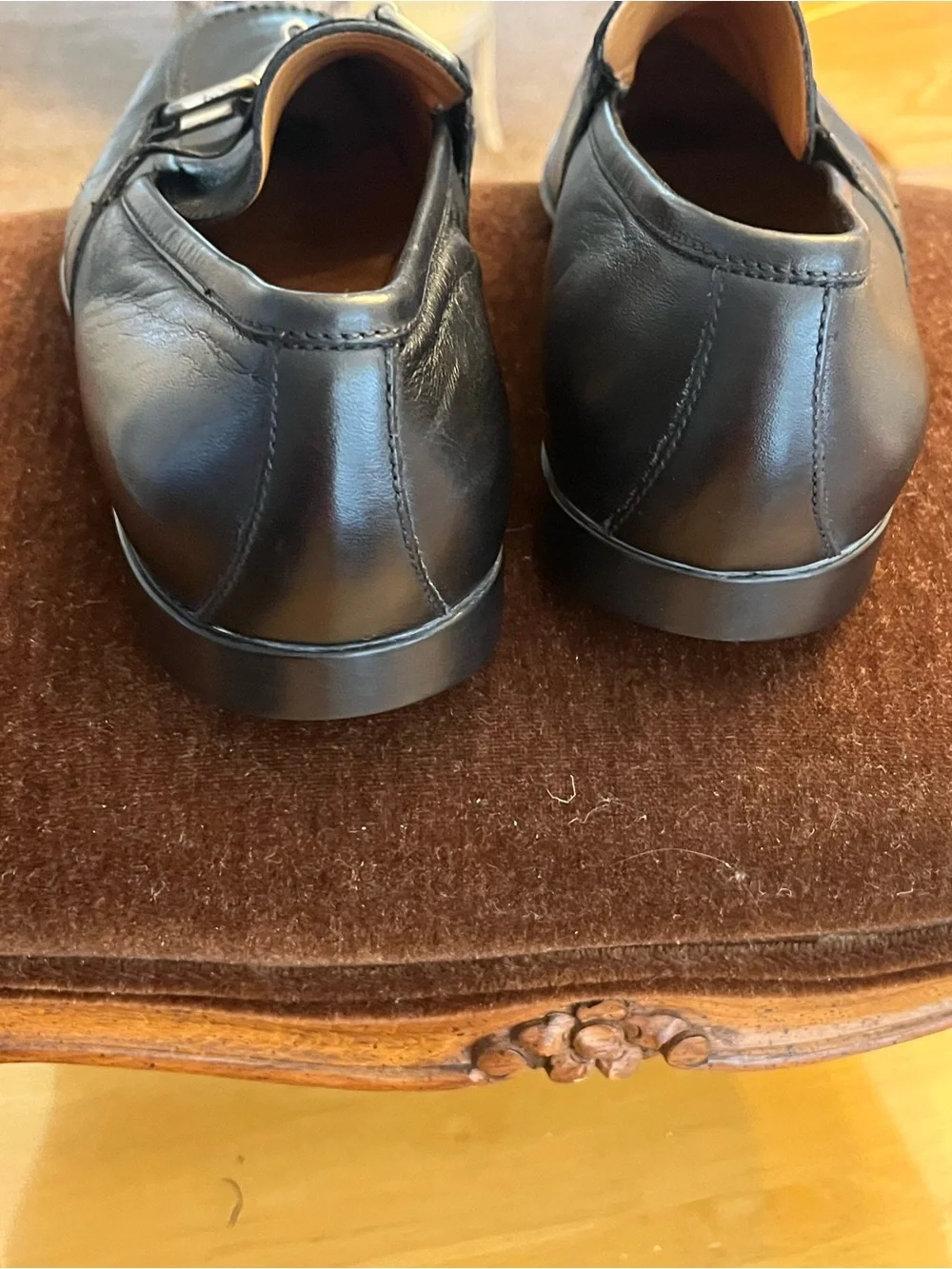 Gucci Black Leather Slip-On Loafers with Silver Horsebit